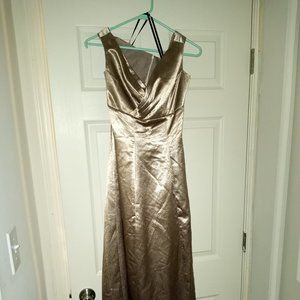 TAN LONG V-NECK DRESS